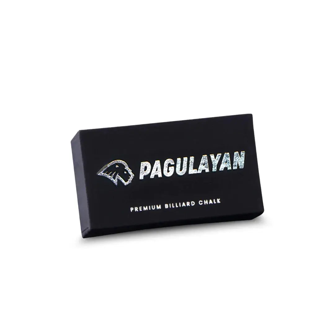 Black box of Pagulayan premium billiard chalk on a white background.