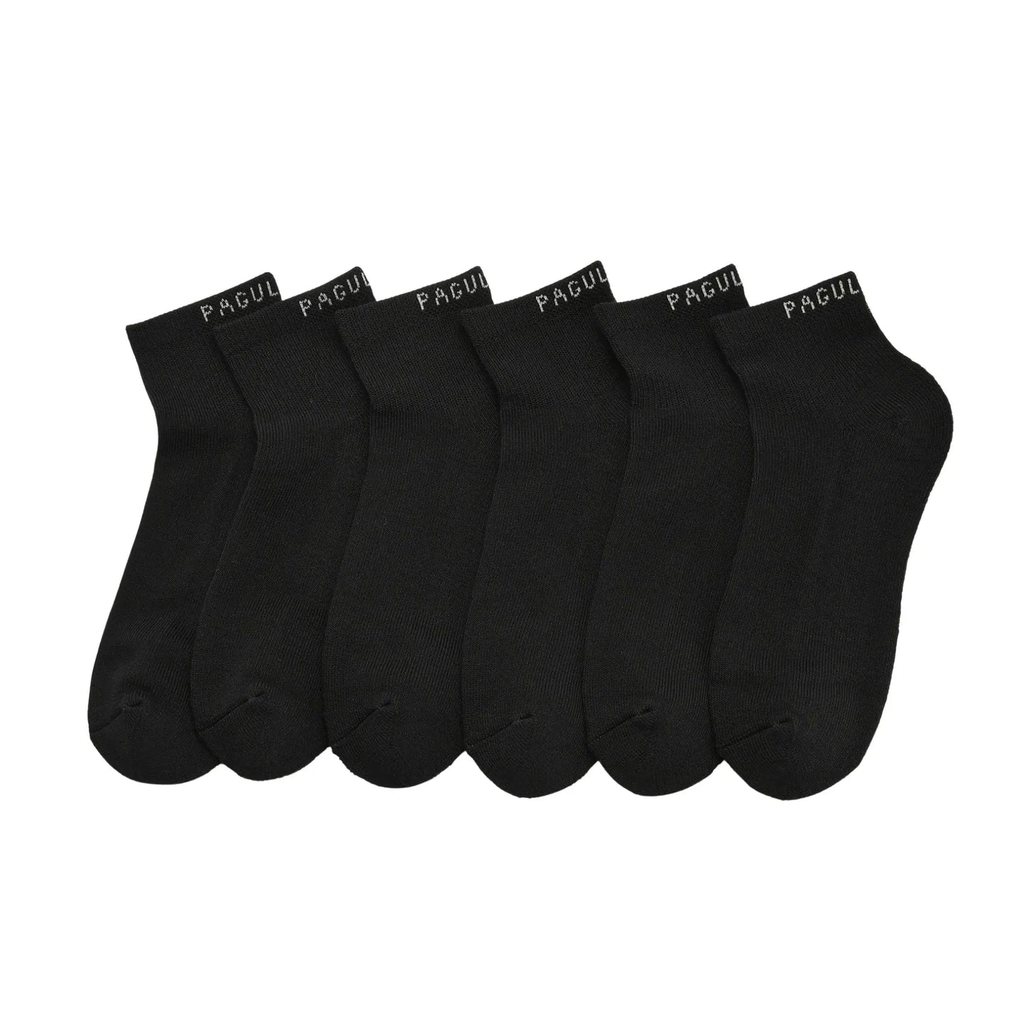 Pagulayan Everyday black crew socks 6 pack showing full set for daily comfort and durability.