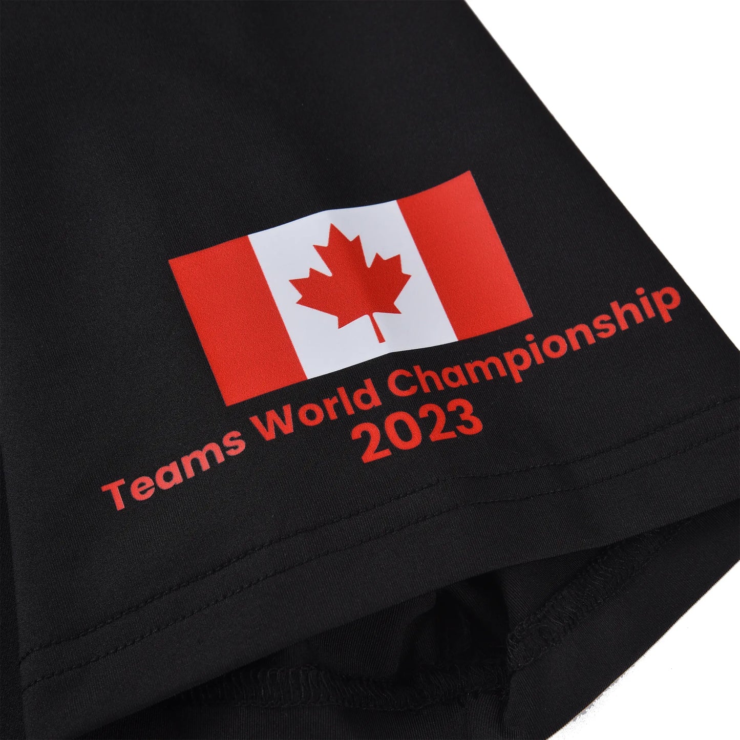 Sleeve detail of the Pagulayan Women’s Team Canada billiards jersey with the 2023 Teams World Championship print.