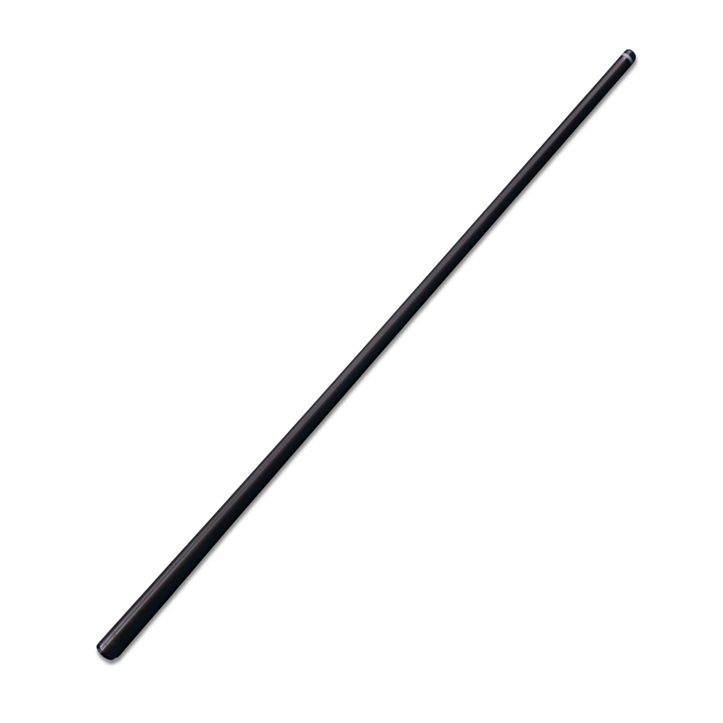 Pristine carbon fiber pool shaft shown in full length with sleek matte black finish.