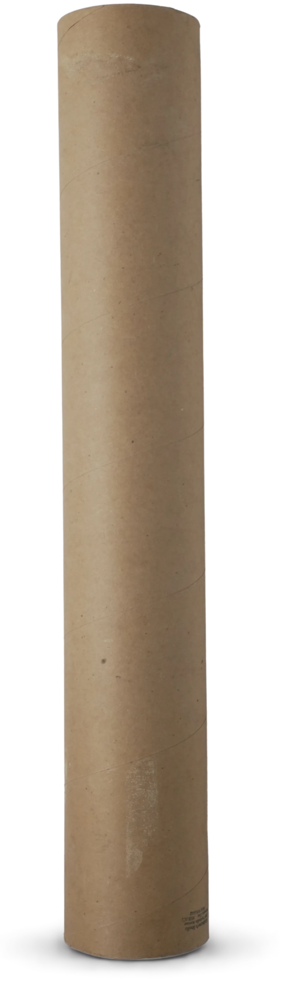 A plain brown cardboard  tube standing upright on a white background, with a thin red rectangular outline around it.