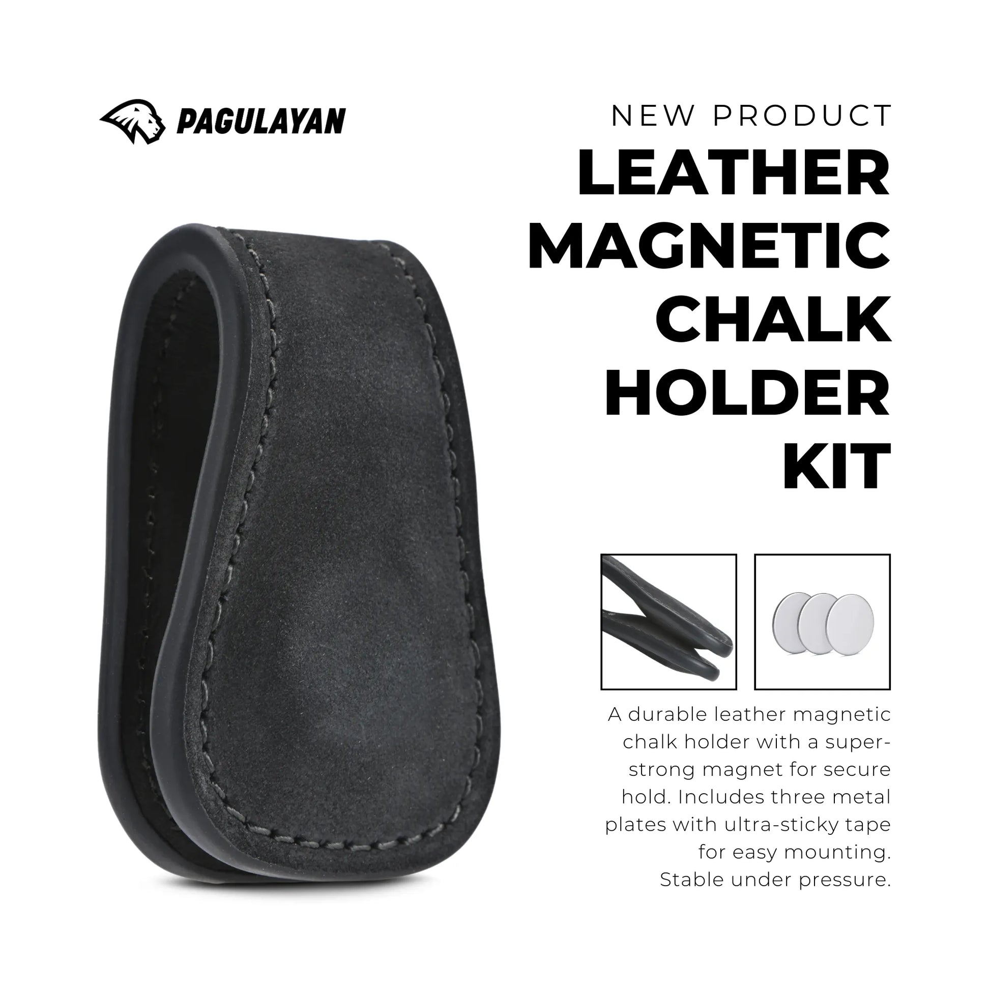 Leather Magnetic Chalk Holder Kit product image with description.