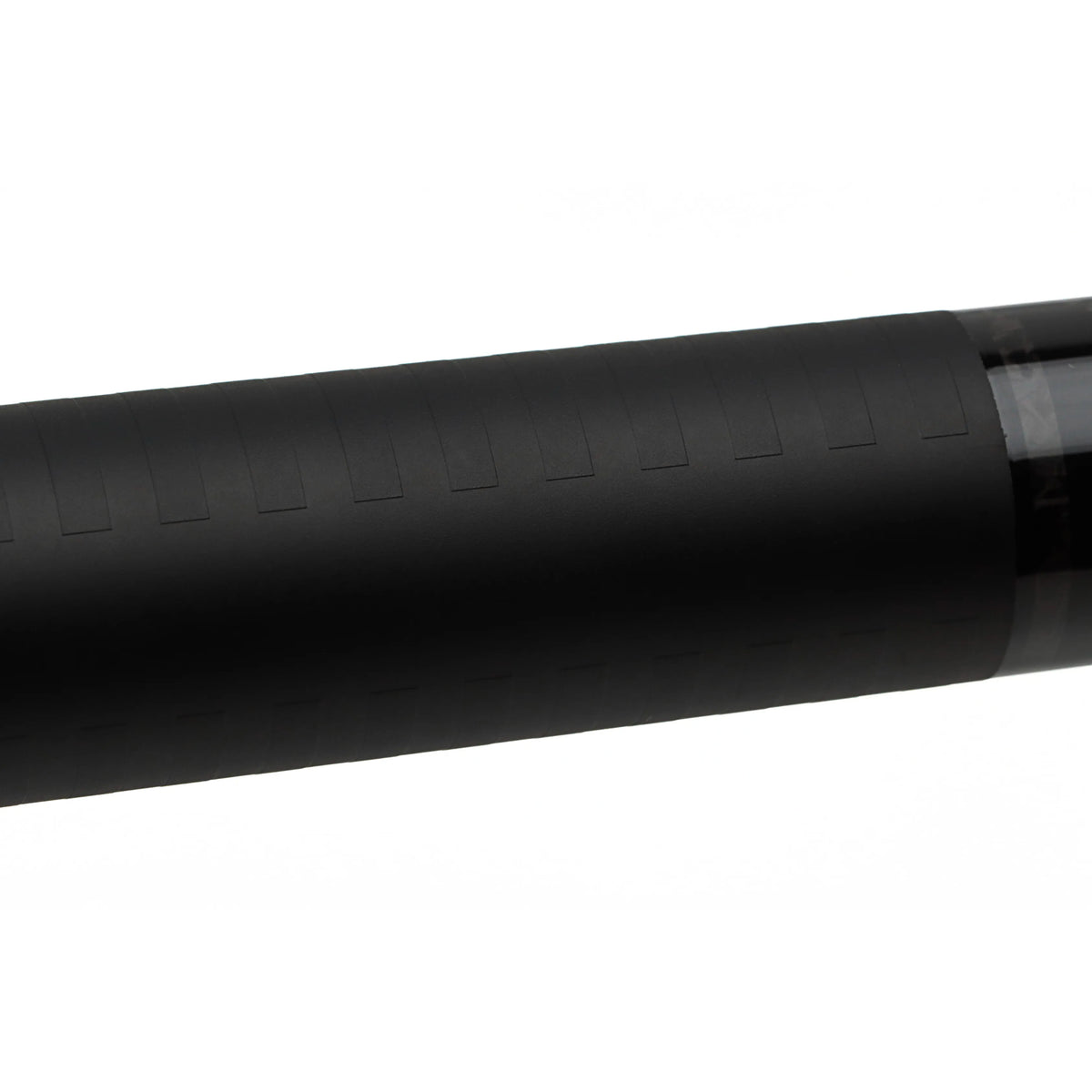 Close-up of the black grip section on the Feraboli pool cue butt showing its textured wrap design.