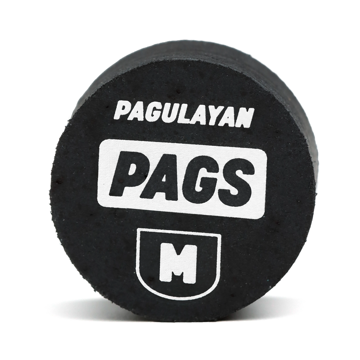 Front view of PAGS Medium pool cue tip with Pagulayan branding.