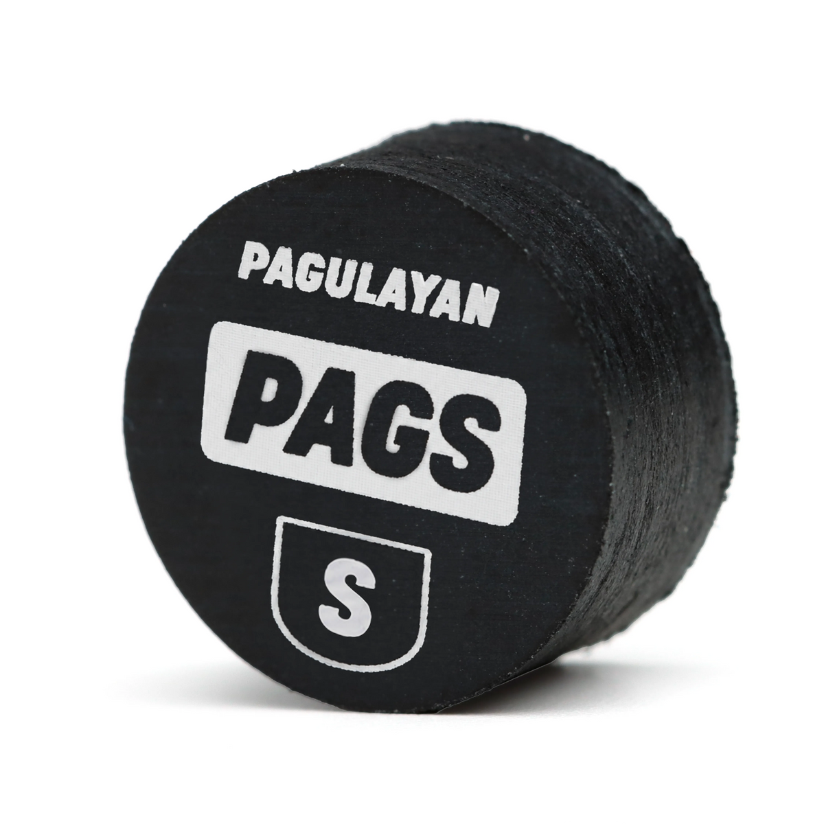 Angled view of PAGS Soft pool cue tip showing its layered leather construction.