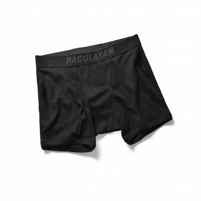 Men’s black 100% cotton boxer briefs by Pagulayan with breathable fabric and comfortable fit.