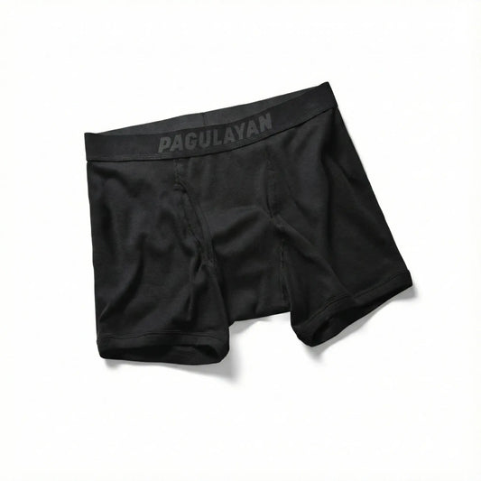 Men’s black 100% cotton boxer briefs by Pagulayan with breathable fabric and comfortable fit.