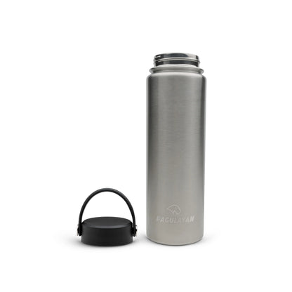 Pagulayan 24 oz insulated stainless steel water bottle with wide-mouth opening and removable carry-handle lid.