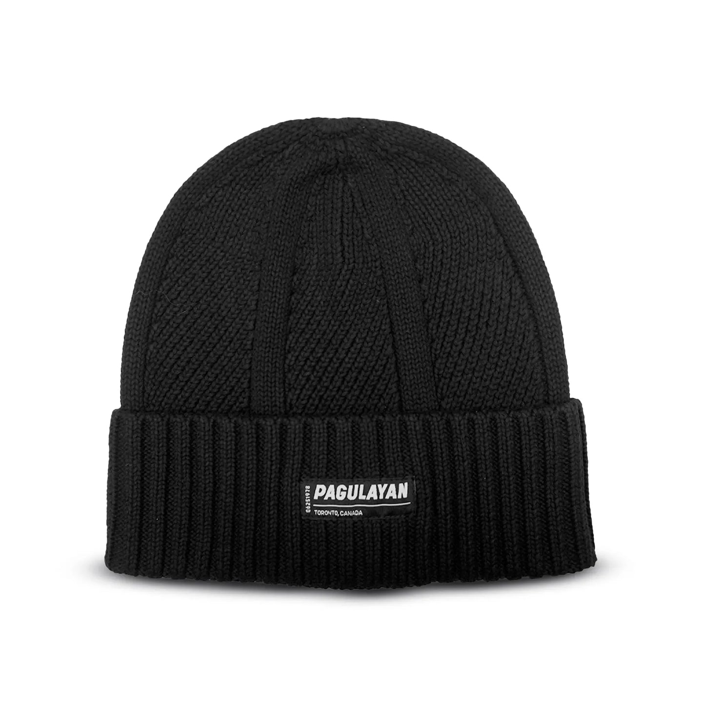 Pagulayan black cotton toque made with 100 percent cotton featuring Toronto Canada label and soft knit beanie design.