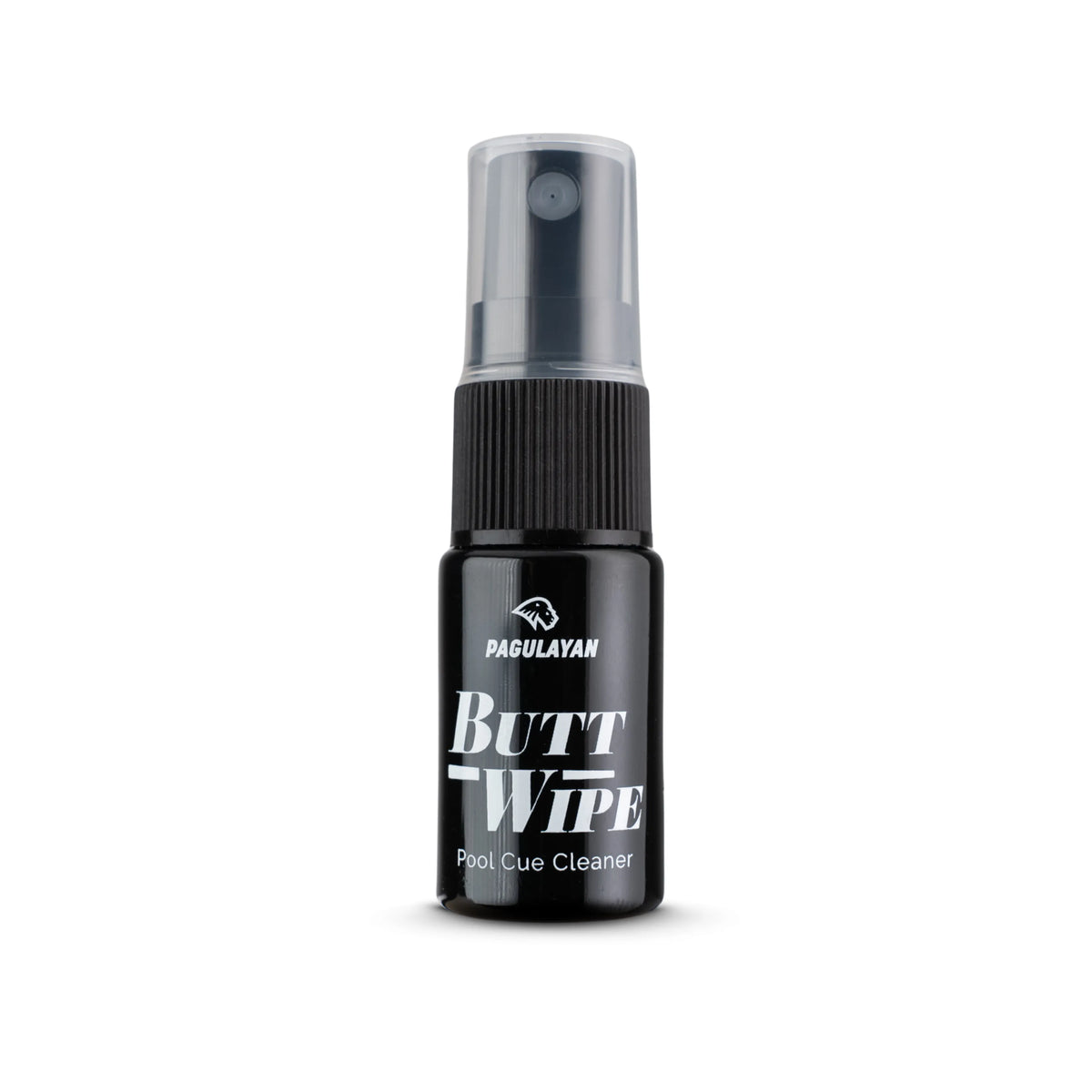 Pagulayan Butt Wipe pool cue cleaner spray bottle, front view.