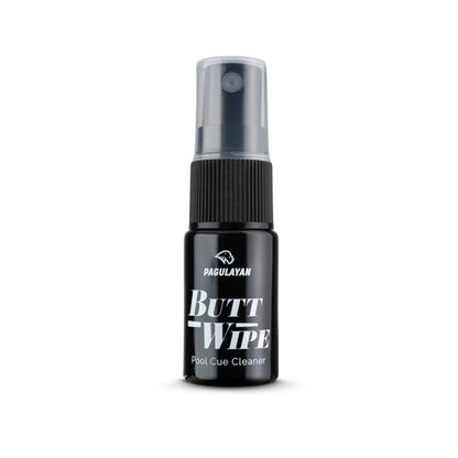 Pagulayan Butt Wipe pool cue cleaner spray bottle, front view.