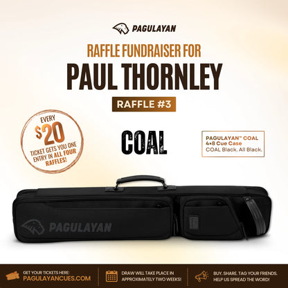 Pagulayan Coal 4x8 cue case featured as Raffle #3 in the Paul Thornley fundraiser raffle.
