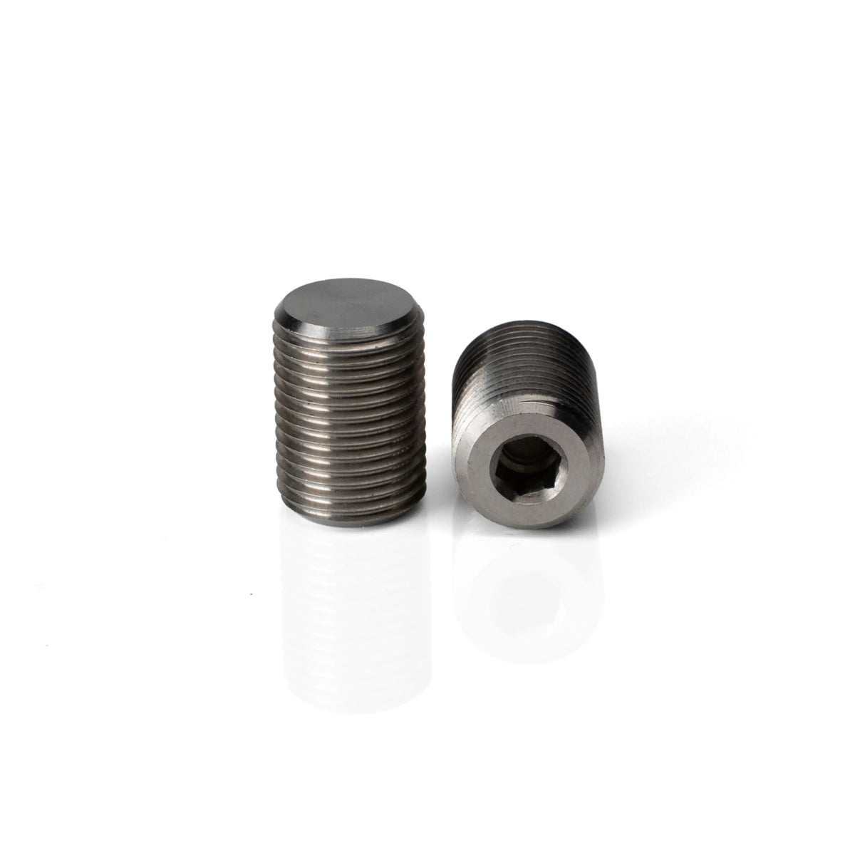 Two Pagulayan threaded cue weight bolts showing the Allen wrench socket for easy installation and removal.