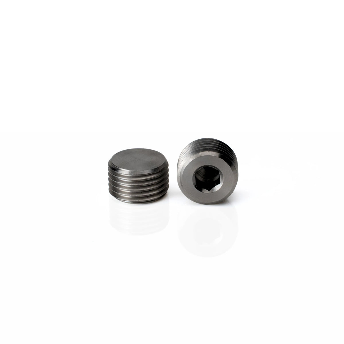 Two short Pagulayan cue weight bolts, with one showing the recessed Allen wrench socket used for adjustment.