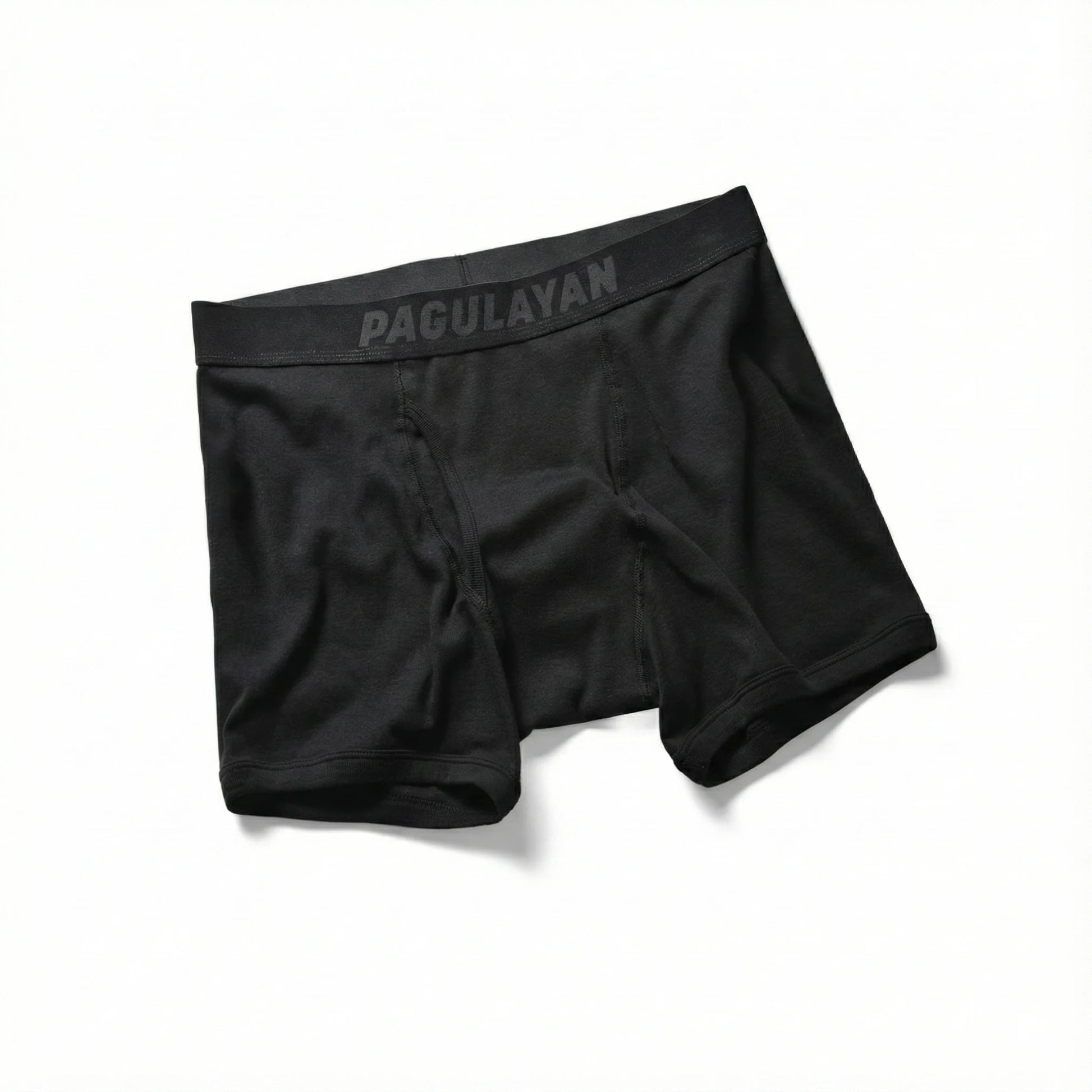 Men’s black 100% cotton boxer briefs by Pagulayan Cues with breathable fabric and comfortable fit.