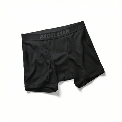 Men’s black 100% cotton boxer briefs by Pagulayan Cues with breathable fabric and comfortable fit.