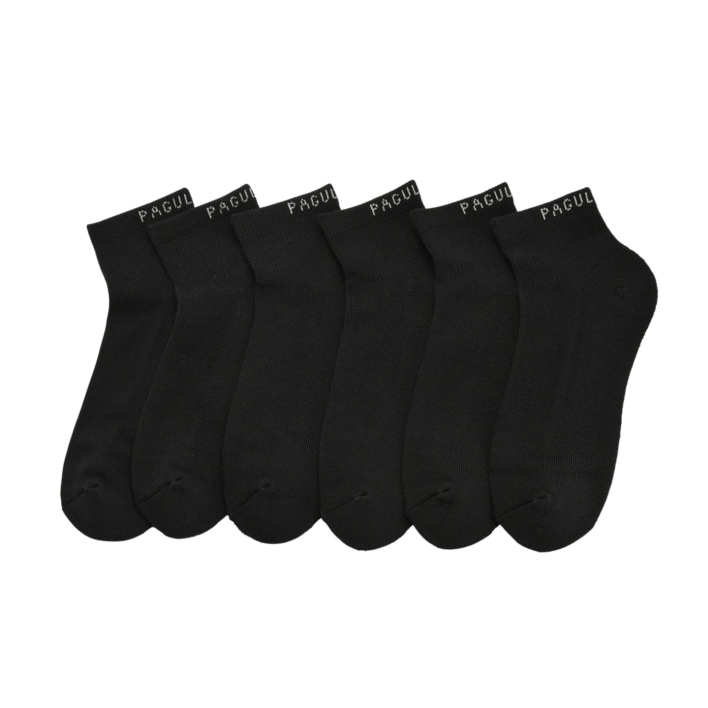 Pagulayan Everyday black crew socks 6 pack showing full set for daily comfort and durability.