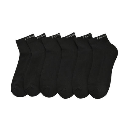 Pagulayan Everyday black crew socks 6 pack showing full set for daily comfort and durability.