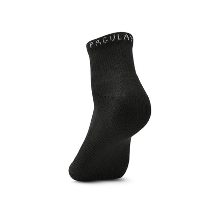 Pagulayan Everyday black crew sock upright showing heel shape, cuff height, and overall fit.