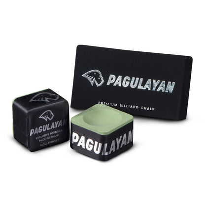 Two pieces of Pagulayan Green Chalk displayed with a branded box in a clean product photo.