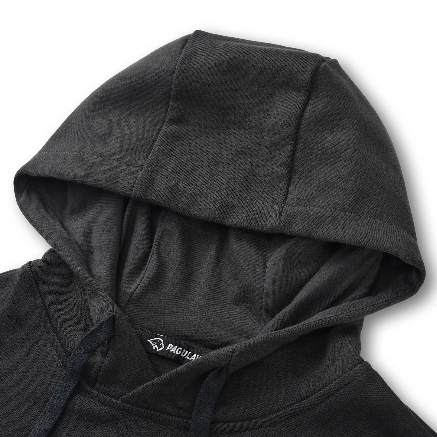 Close up of the Pagulayan Men’s Pocket Hoodie hood showing its stitching and inner label detail.