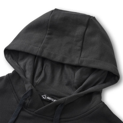 Close up of the Pagulayan Men’s Pocket Hoodie hood showing its stitching and inner label detail.
