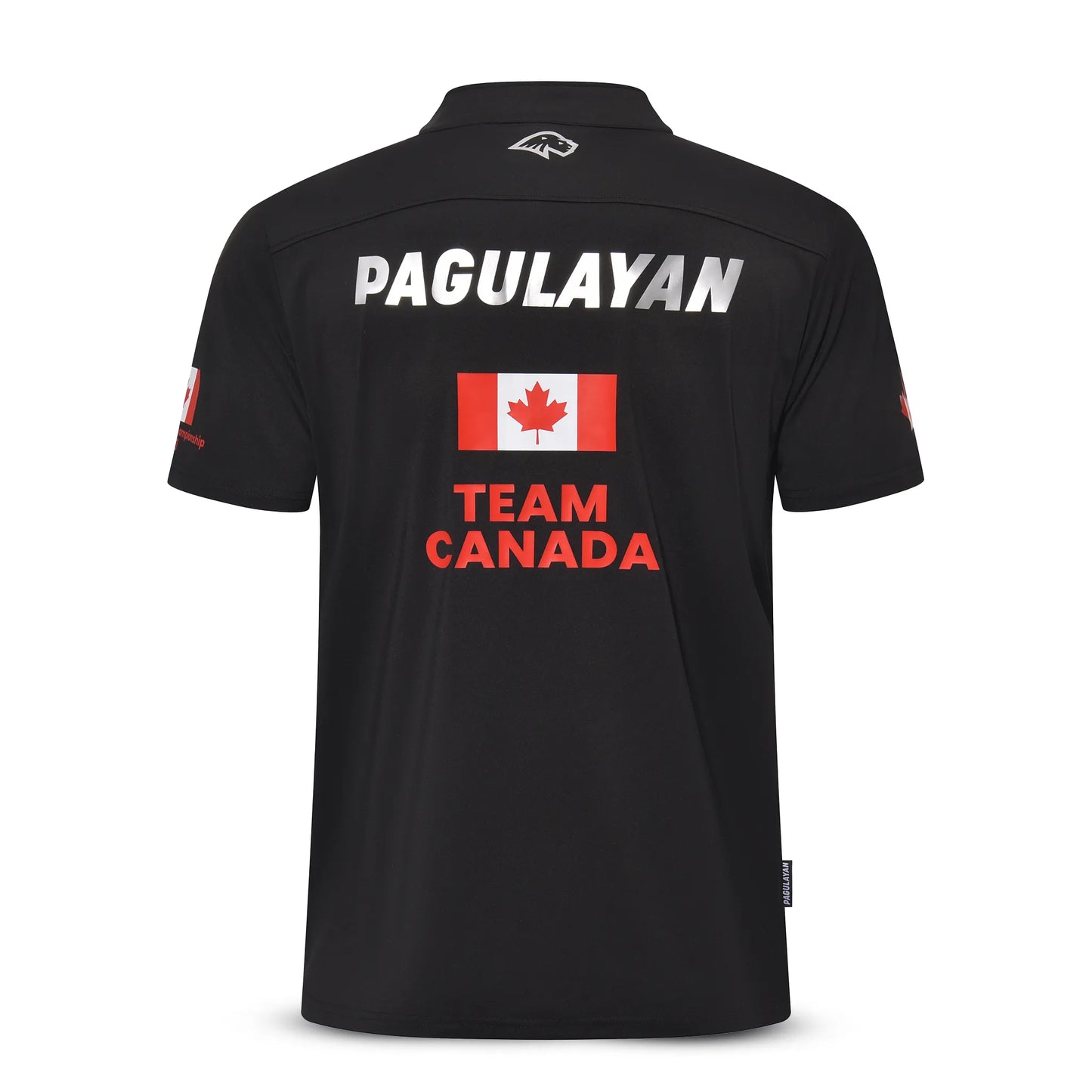 Back view of the Pagulayan Men’s Team Canada billiards jersey with Canadian flag and TEAM CANADA print.