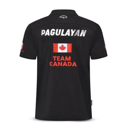 Back view of the Pagulayan Men’s Team Canada billiards jersey with Canadian flag and TEAM CANADA print.