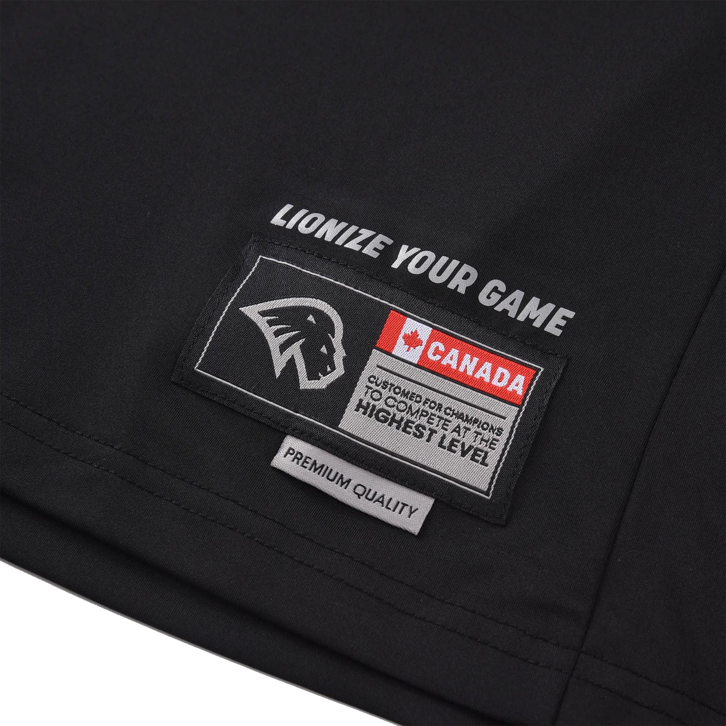 Patch detail on the Pagulayan Men’s Team Canada billiards jersey showing the Canada label and Lionize Your Game text.