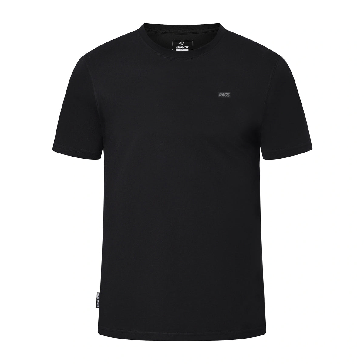 Black Pagulayan PAGS Shirt with small PAGS chest logo, front view.