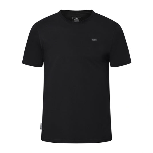 Black Pagulayan PAGS Shirt with small PAGS chest logo, front view.