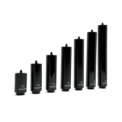 Front view of Pagulayan pool cue extensions available in 2, 3, 4, 5, 6, 7, and 8 inch lengths.