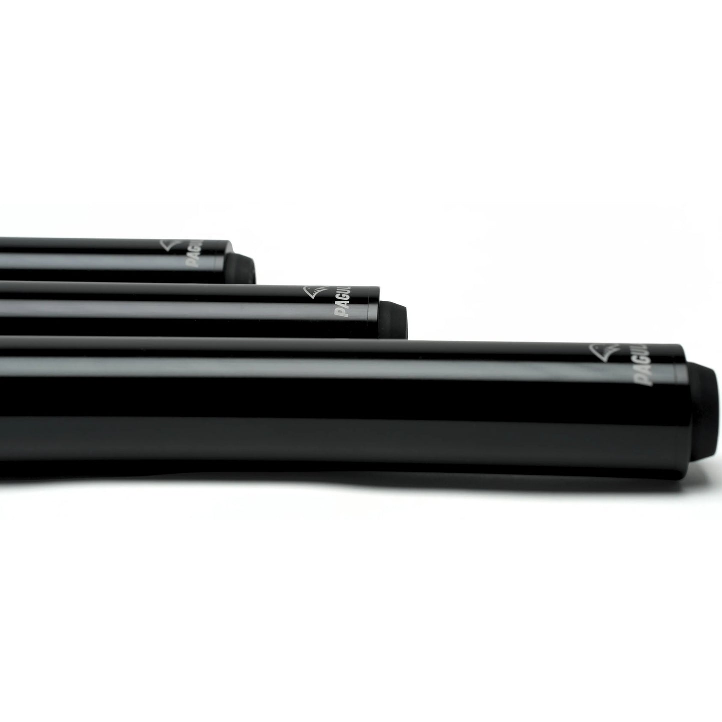 Pagulayan pool cue extensions in multiple lengths displayed side by side for size comparison.