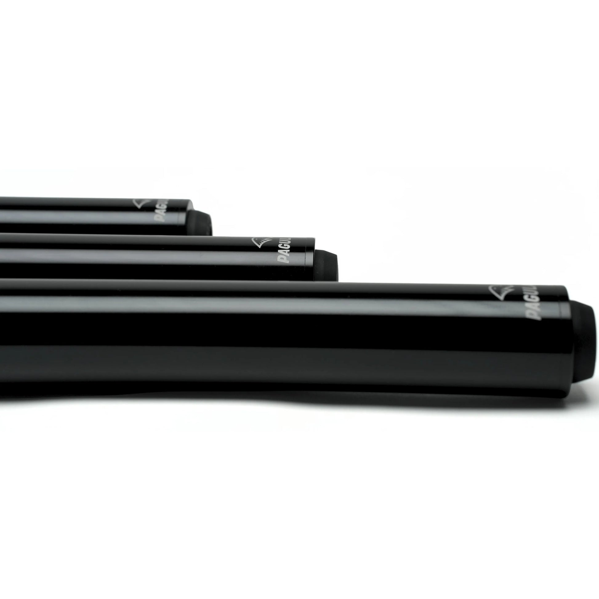 Pagulayan pool cue extensions in multiple lengths displayed side by side for size comparison.