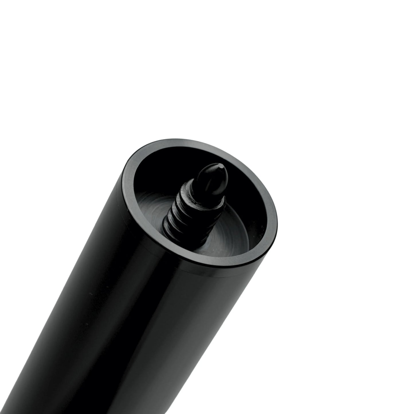 Close-up of the threaded connector on a Pagulayan pool cue extension for secure attachment to a billiard cue.