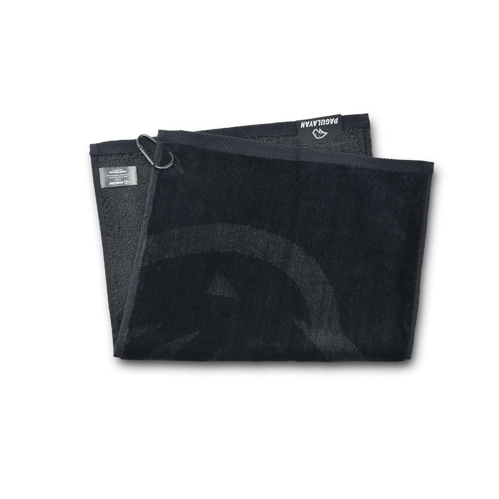 Pagulayan pool cue towel showing both soft and textured sides, made from 100% cotton with removable clip for cue care.