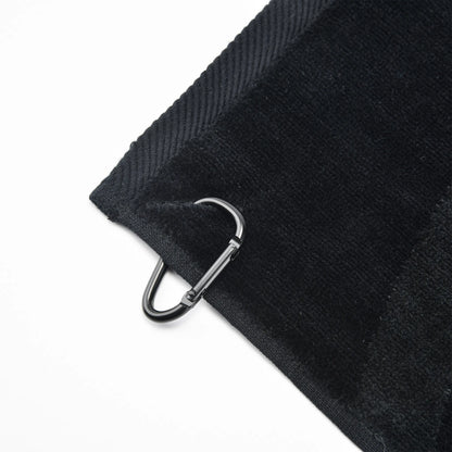 Close-up of the removable metal clip on the Pagulayan pool cue towel, designed to attach to a cue case during play.