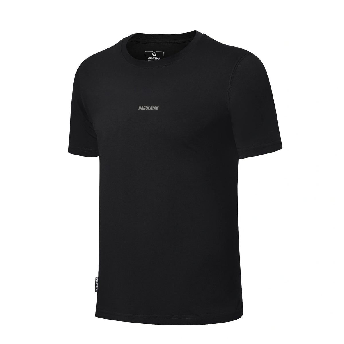 Black Small Pagulayan Logo Shirt with minimalist chest logo, angled front view.