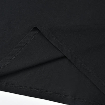 Close-up of the bottom hem and interior stitching on the black Small Pagulayan Logo Shirt.