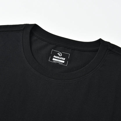 Close-up of the Small Pagulayan Logo Shirt crew neck collar with printed Pagulayan label.