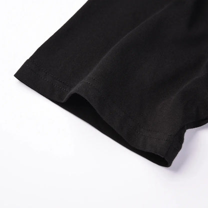 Close up of sleeve stitching on Pagulayan Stealth Logo black cotton t shirt.