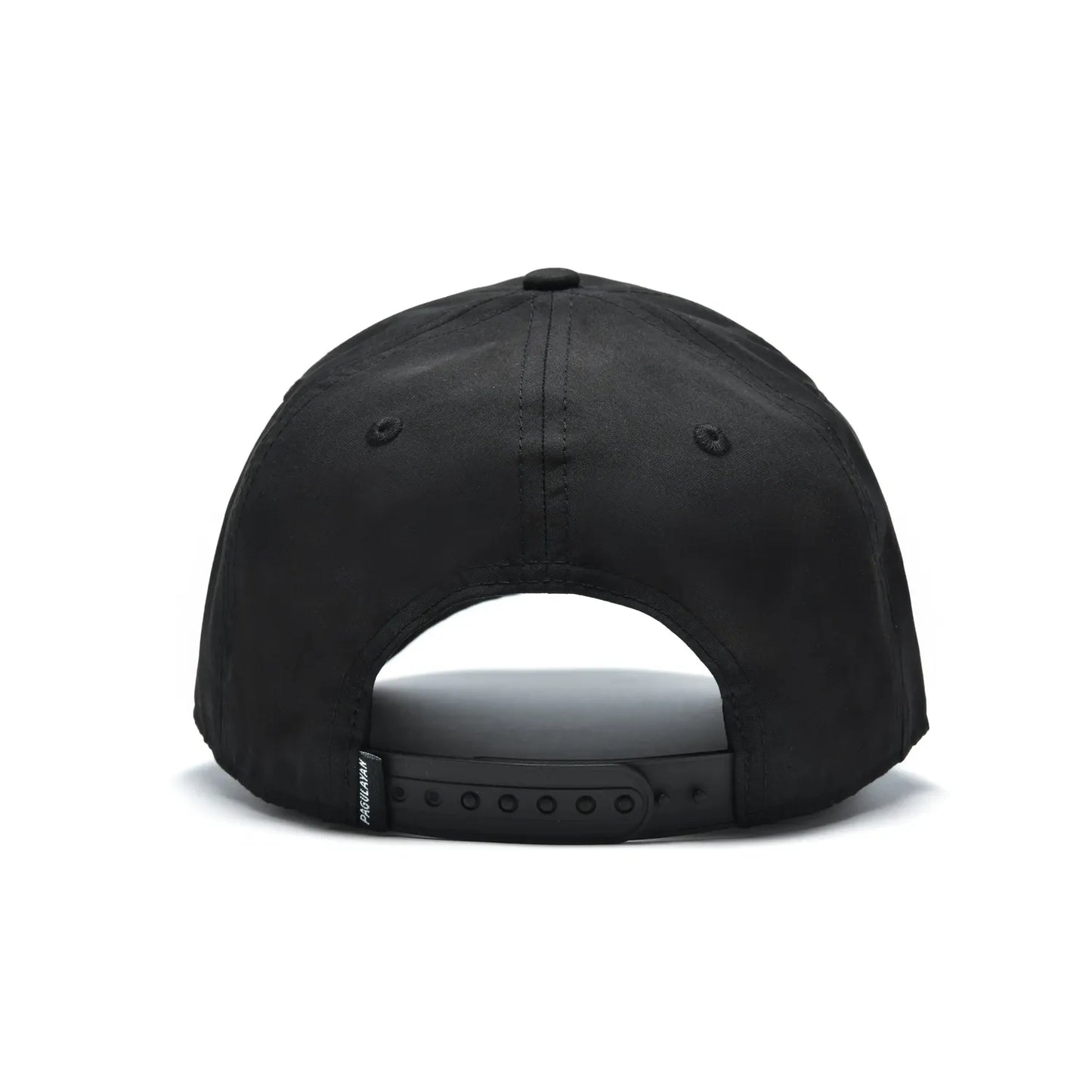 Back view of Pagulayan Stealth Logo black snapback cap with adjustable snapback cap closure.