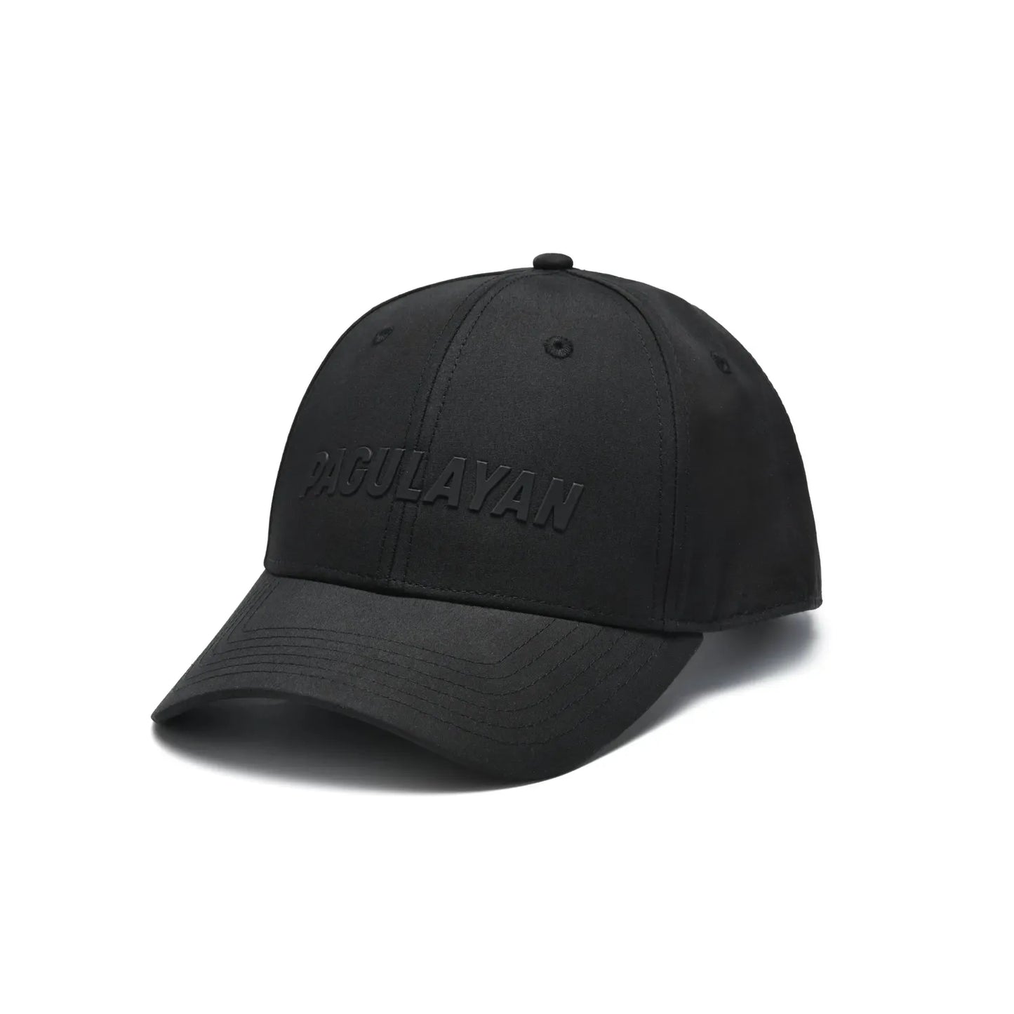 Pagulayan Stealth Logo black snapback cap front view with raised stealth logo and curved brim.