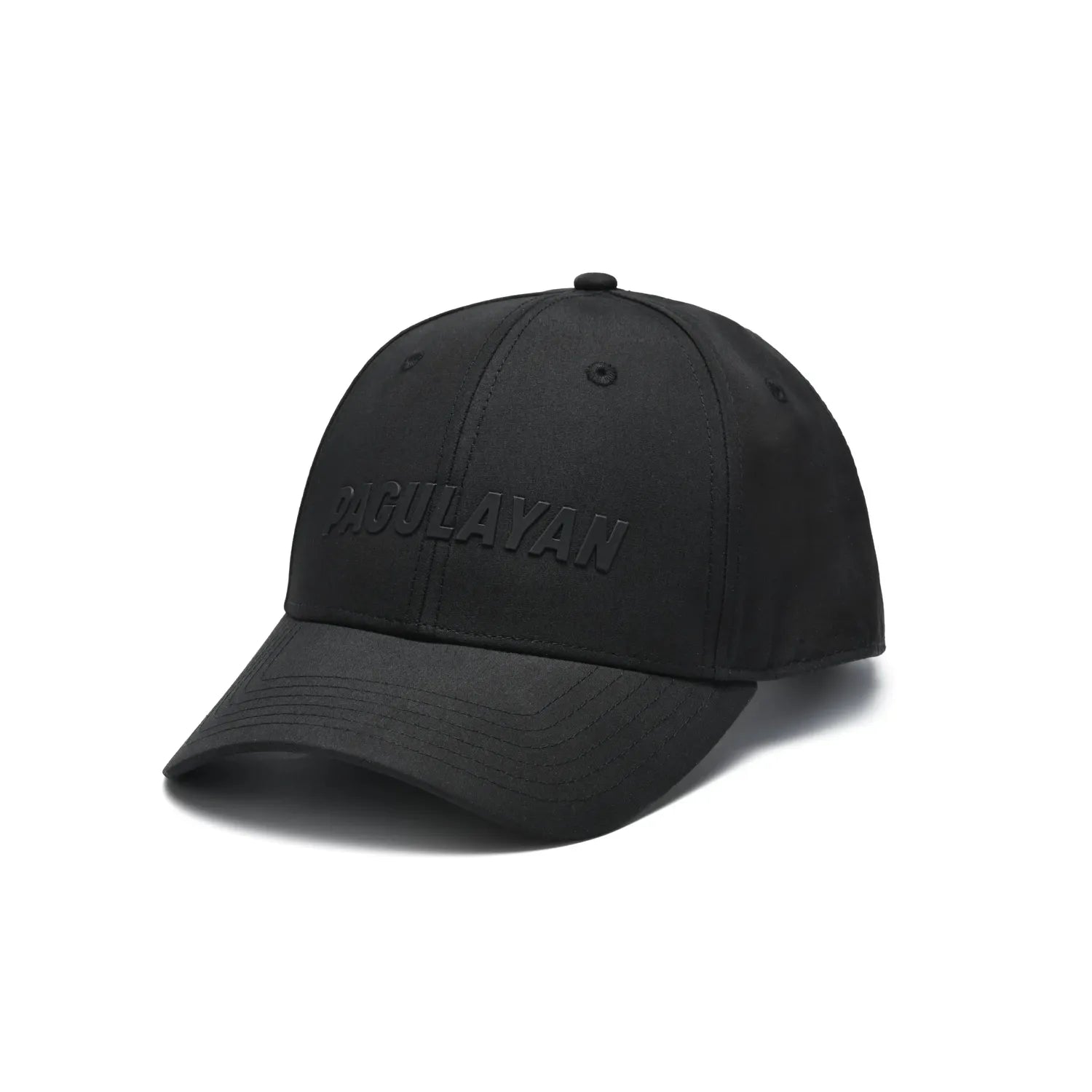 Pagulayan Stealth Logo black snapback cap front view with raised stealth logo and curved brim.