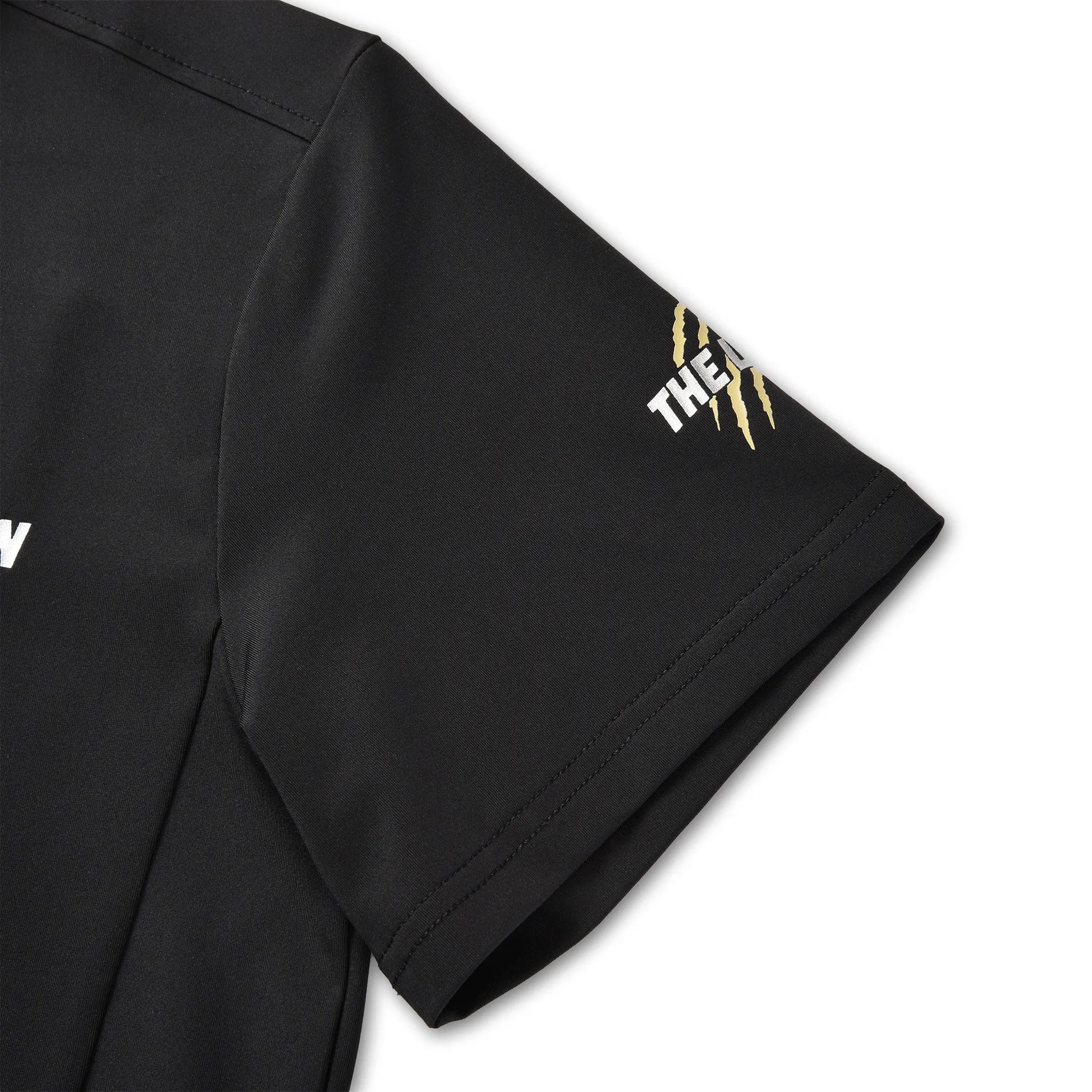 Sleeve detail of the Pagulayan ‘The Lion’ billiards jersey featuring the claw-mark graphic and THE LION text.