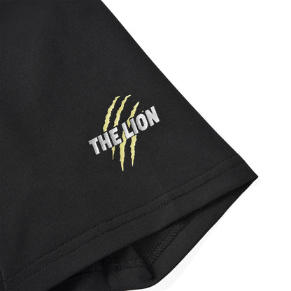 Close-up of the THE LION claw-mark graphic printed on the sleeve of the Pagulayan ‘The Lion’ billiards jersey.