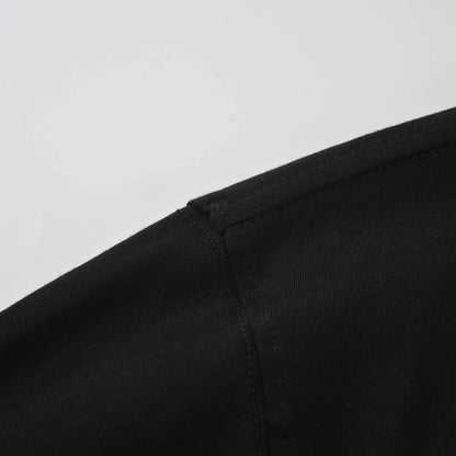 Shoulder seam stitching detail on The Subtle T-Shirt by Pagulayan black cotton t shirt.