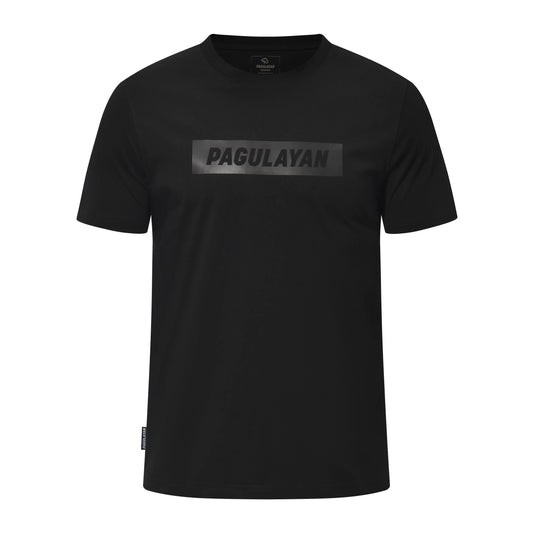 Front view of The Subtle T-Shirt by Pagulayan minimalist black cotton t-shirt with subtle reflective logo.
