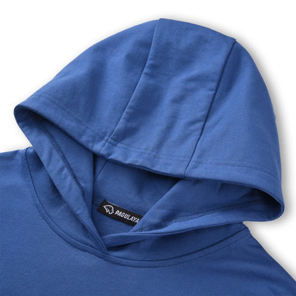 Close up of the Pagulayan Women’s Drop-Shoulder Pocket Hoodie hood showing the stitching and inner brand label.
