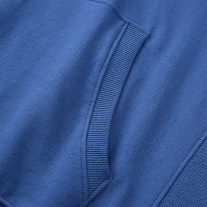 Close up of the Pagulayan Women’s Drop-Shoulder Pocket Hoodie showing the front pocket and ribbed trim detail.